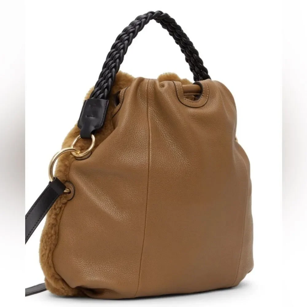 See By Chloe Brown Leather and Shearling handbag with Gold Detail
